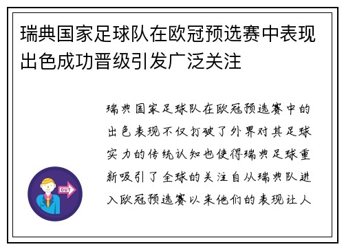 瑞典国家足球队在欧冠预选赛中表现出色成功晋级引发广泛关注